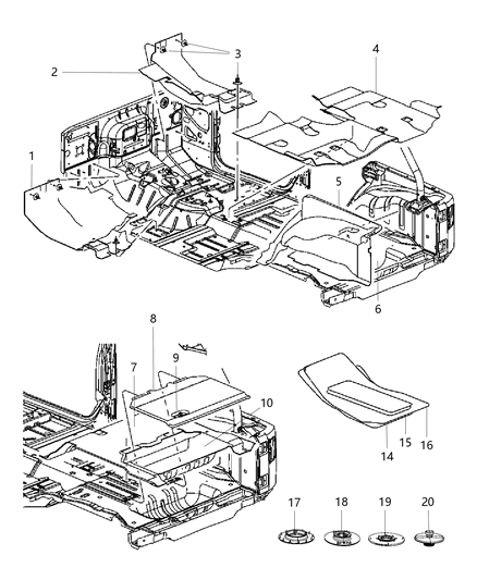 2014 Jeep Wrangler Mat-Cargo Diagram for 5SF39DX9AA