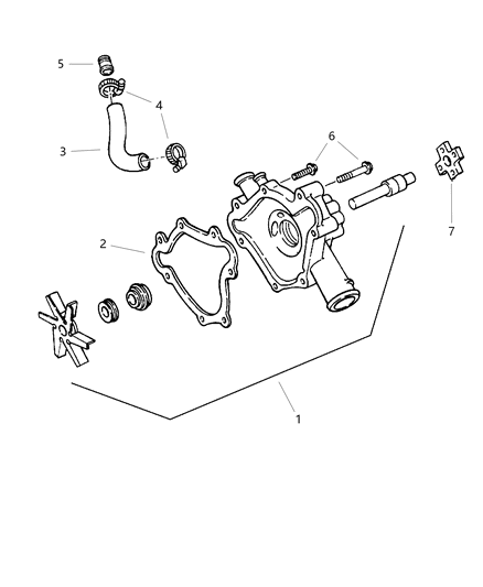 1997 Jeep Grand Cherokee Water Pump & Related Parts Diagram 2