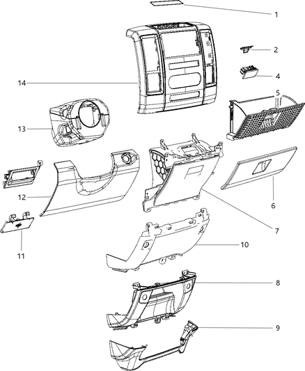 2014 Ram 3500 Instrument Panel Trim Diagram 1