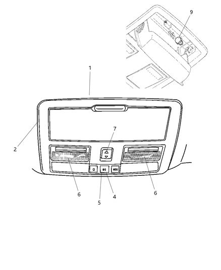 2007 Chrysler 300 Console, Overhead Diagram