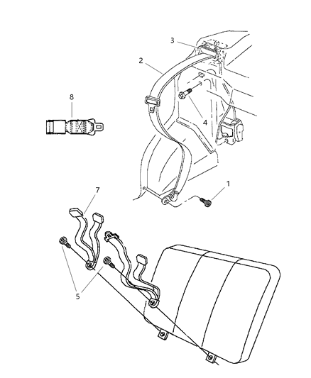 1999 Dodge Neon Seat Belts - Rear Diagram