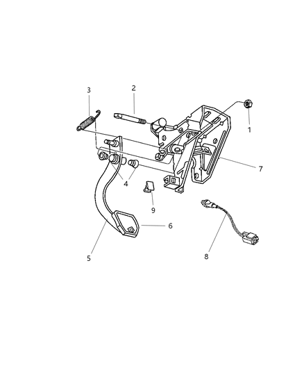 2002 Chrysler Sebring Sedan & Convertible Clutch Pedal Diagram