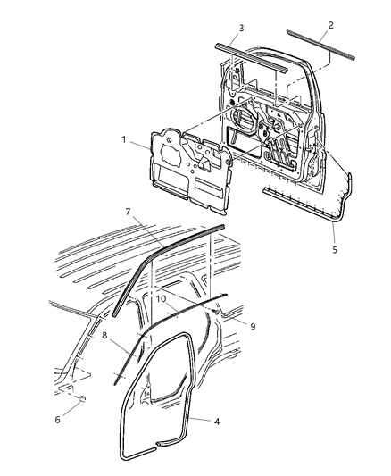 2000 Jeep Grand Cherokee WEATHERSTRIP-Front Door Belt Diagram for 55135879AC