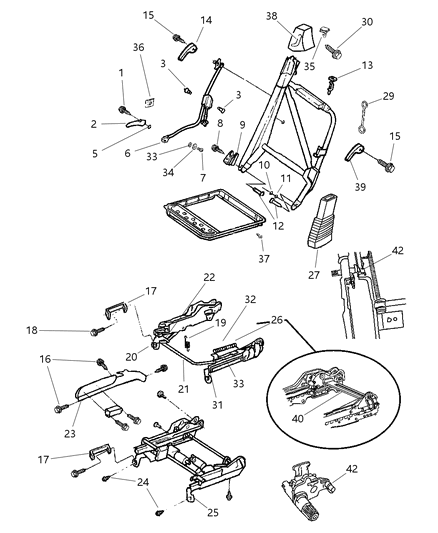 2006 Chrysler Sebring Front Seat Adjuster, Recliner And Side Shield Diagram 1