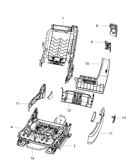 2013 Chrysler 200 Driver Seat - Manual Diagram 1