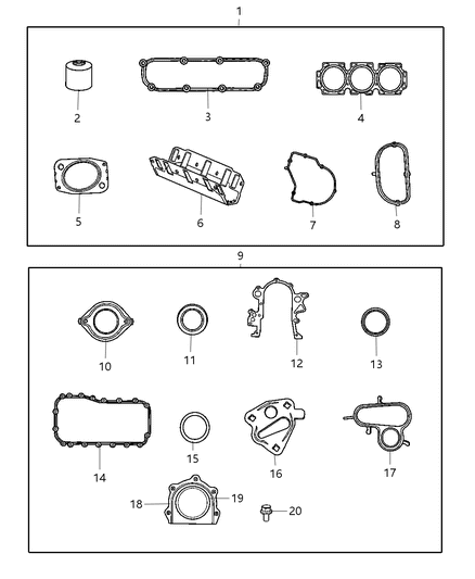 2007 Chrysler Town & Country Gasket Packages - Engine Diagram 2