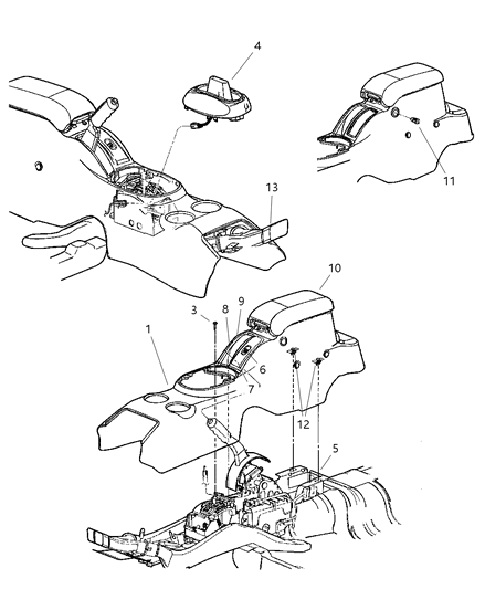 2003 Chrysler Sebring Console-Floor Diagram for RE911L8AH