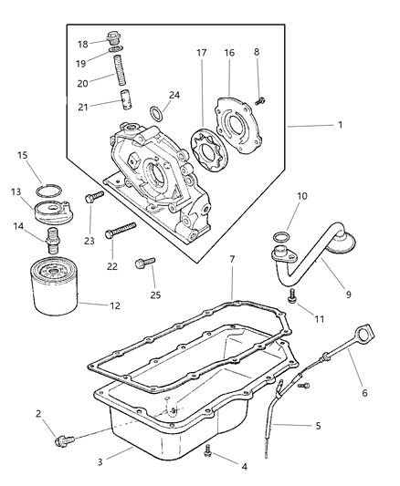 2001 Dodge Stratus Engine Oiling Diagram 1