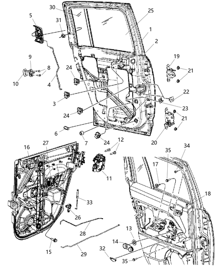 2007 Jeep Compass Glass-Door Glass Run With Glass Diagram for 5160065AC