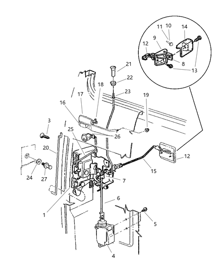 1997 Dodge Ram Wagon Door, Front Lock & Controls Diagram