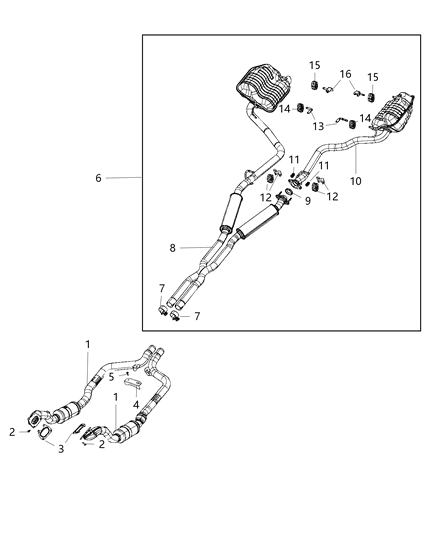 2018 Dodge Charger Front Catalytic Converter And Pipe Diagram for 68038396AH