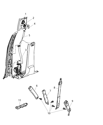 2012 Ram 1500 Front Outer Belt Assembly Diagram for 5KP961DVAF