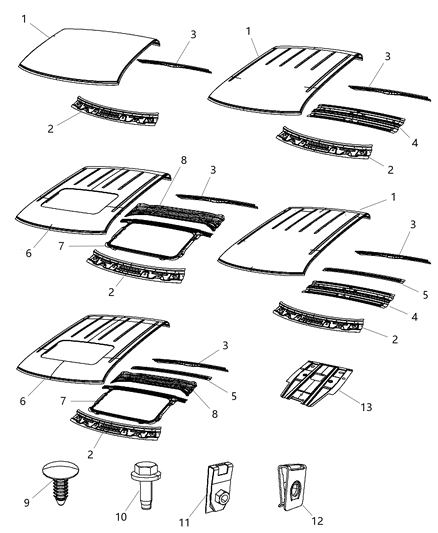 2014 Ram 1500 Panel - Roof Diagram