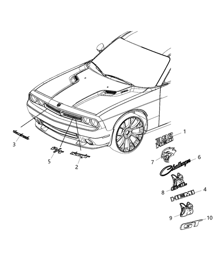 2017 Dodge Challenger Nameplate Diagram for 68213511AA