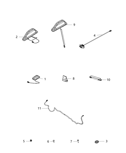 2019 Ram 5500 Antenna-Base Cable And Bracket Diagram for 68359011AA
