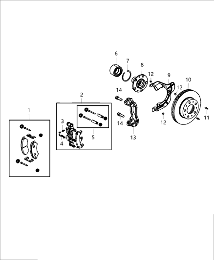 2014 Ram ProMaster 3500 Front Disc Brake Pad Kit Diagram for 68230105AA