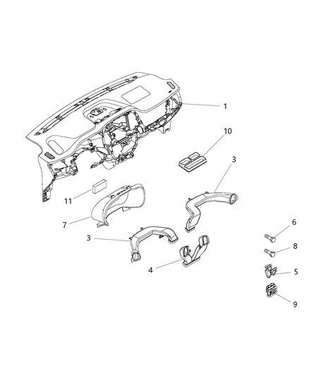 2015 Ram ProMaster City Duct-Instrument Panel Diagram for 5YJ79LXHAA