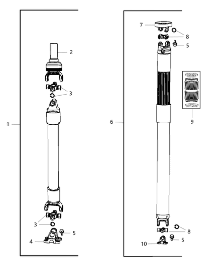 2016 Ram 1500 Rear Drive Shaft Diagram for 52123986AA