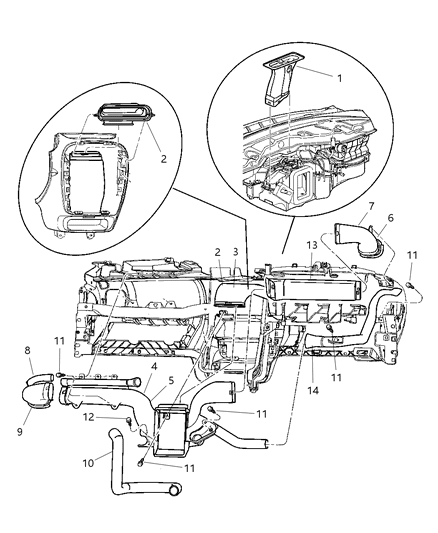 2001 Dodge Neon Air Distribution Ducts Diagram