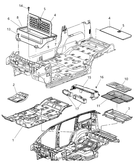 2009 Dodge Durango Clip-Carpet Diagram for 55196834AA