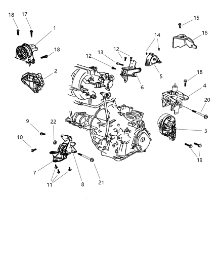 2001 Chrysler Town & Country Engine Mounts Diagram 1