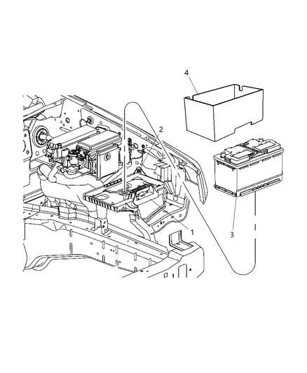 2010 Jeep Commander Battery, Tray, And Support Diagram
