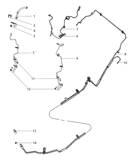 2010 Dodge Caliber Brake Tubes, Rear Diagram