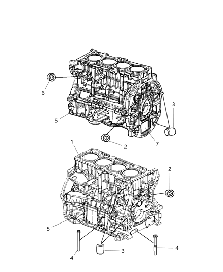 2011 Chrysler 200 Engine Cylinder Block & Hardware Diagram 1