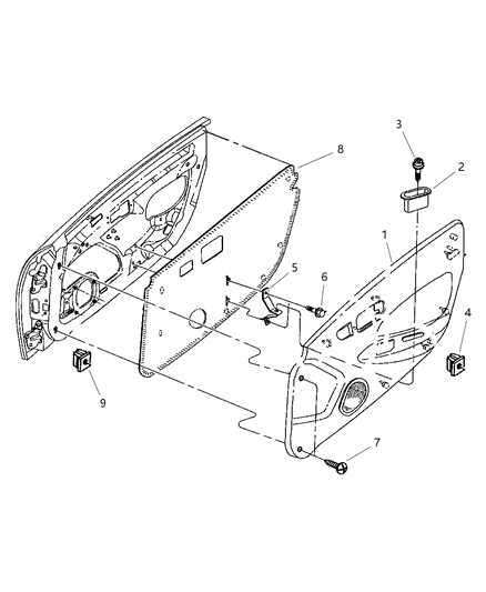 2001 Chrysler Prowler Door Panels - Front Diagram