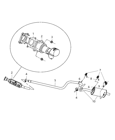 2010 Chrysler PT Cruiser Exhaust System Diagram