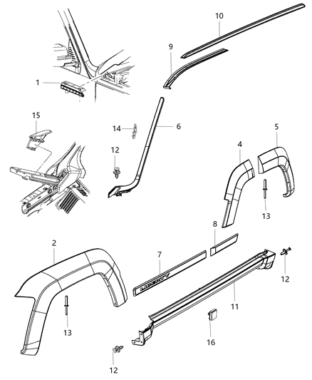 2012 Jeep Liberty Exterior Ornamentation Diagram