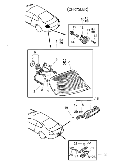 2002 Chrysler Sebring Lamps - Rear Diagram