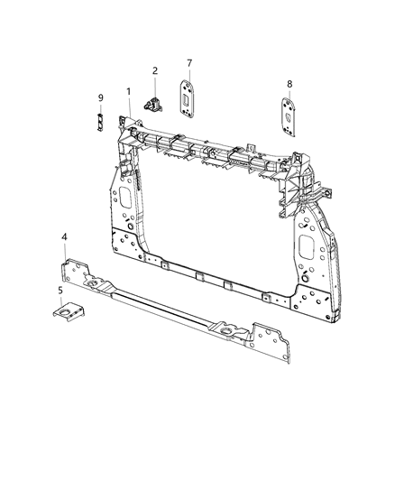 2016 Jeep Renegade Radiator Bracket Diagram for 68256110AA