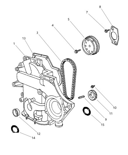 1997 Dodge Caravan Timing Belt / Chain & Cover Diagram 4