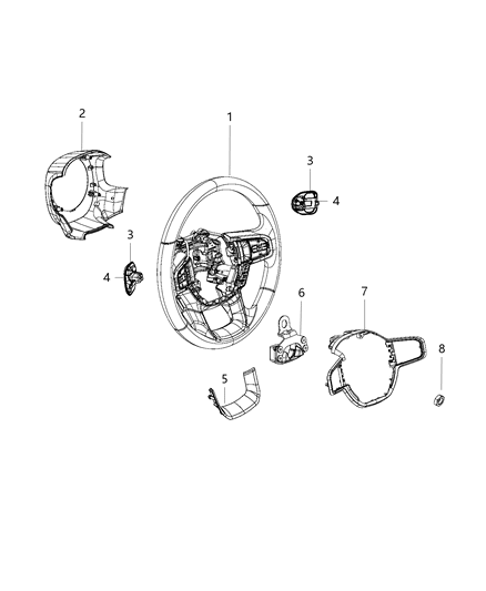 2020 Ram 2500 Bezel-Steering Wheel Diagram for 6WR68RN8AA