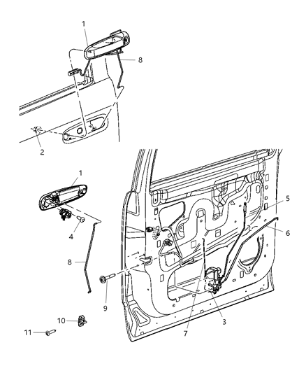 2007 Dodge Durango Door, Front Lock & Controls Diagram