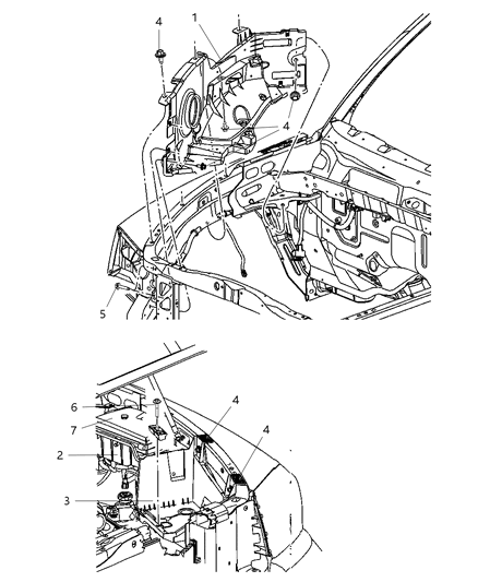 2009 Dodge Dakota Front Fender Shields Diagram