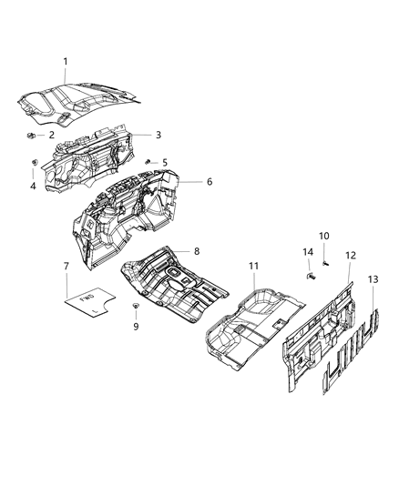 2018 Ram 1500 SILENCER-Floor Pan Front Tunnel Diagram for 68197754AC