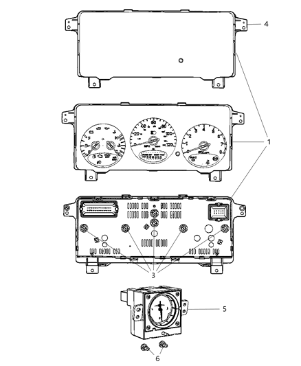 2008 Chrysler PT Cruiser Cluster, Instrument Panel Diagram