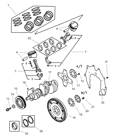 2005 Dodge Stratus Bearing-Crankshaft Diagram for MN149048