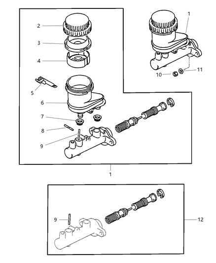 2001 Dodge Stratus Brake Master Cylinder Diagram for MR493691