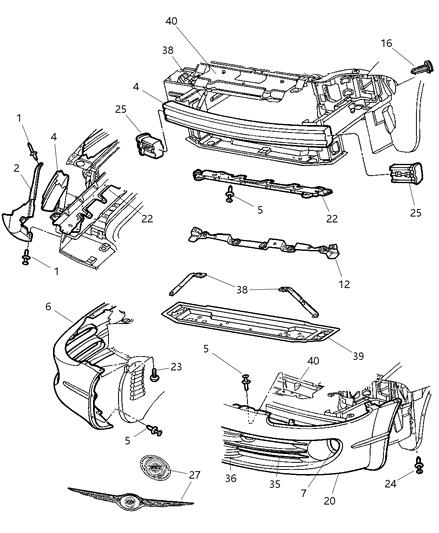 2004 Dodge Intrepid Front Bumper Cover Diagram for 4806014AA