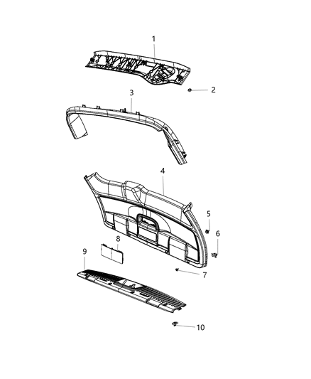 2014 Chrysler Town & Country Panel-LIFTGATE Trim Upper Diagram for ZR43HL5AI