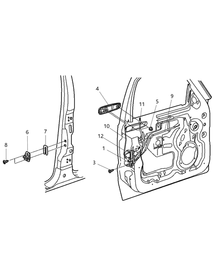 2002 Jeep Liberty Front Door Latch Diagram for 55177043AF