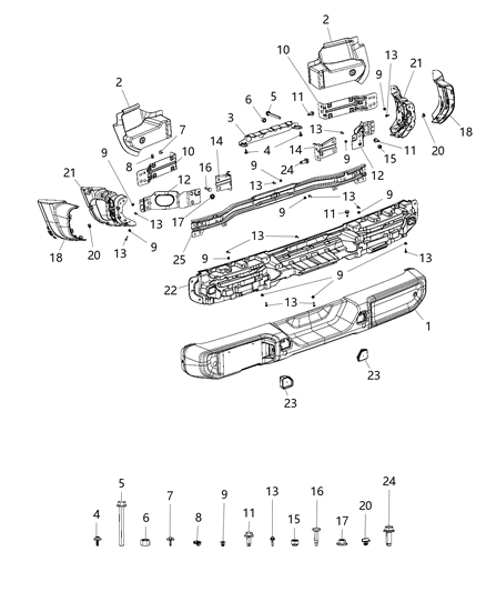 2020 Jeep Wrangler Bumper, Rear - Diagram 2