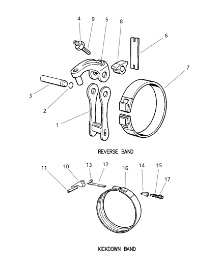 1999 Dodge Ram 3500 Bands, Reverse & Kickdown Diagram