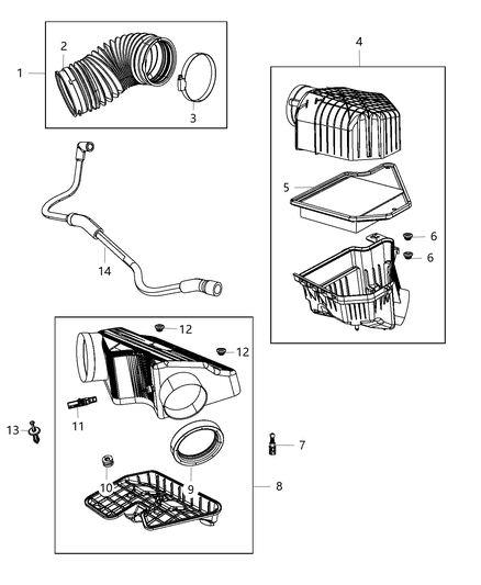 2014 Chrysler Town & Country Duct Diagram for 4861732AB