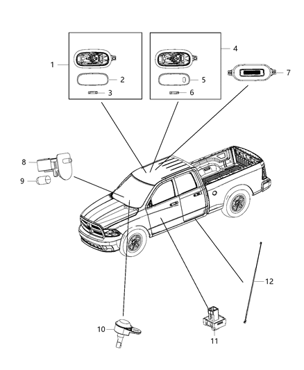 2014 Ram 2500 Lamps, Interior Diagram