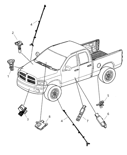 2005 Dodge Dakota Sensors Body Diagram