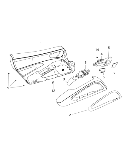 2013 Dodge Viper Front Door Trim Panel Diagram